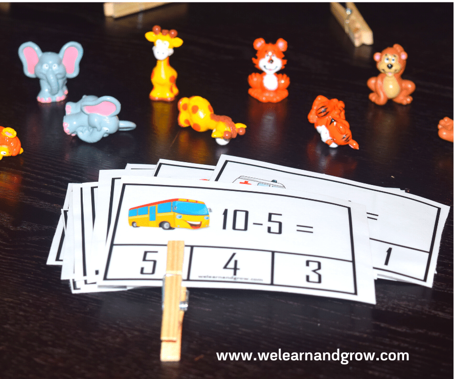 Free subtraction printable - 20 subtraction clip cards - math
