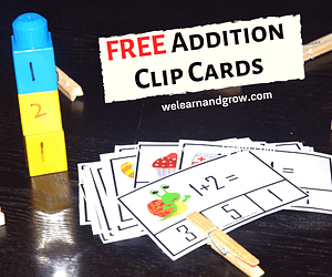 Free addition printable - 20 addition clip cards